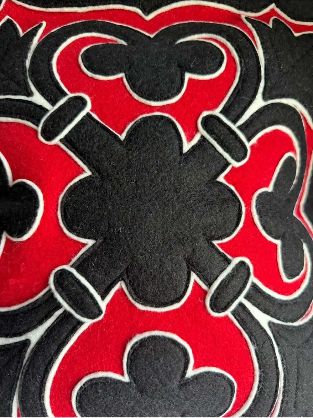 Sandor Hungary Retired NOS Applique Black & Red Folk Art Wool Pillow Cover 18x18